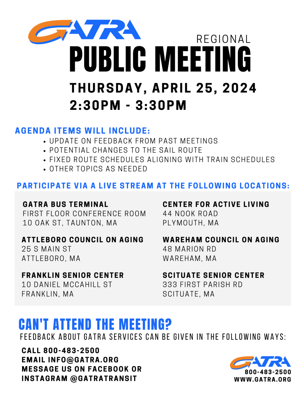 GATRA Regional Public Meeting April 25, 2024 – GATRA